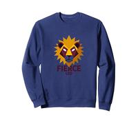 Fierce Leo: Arte geométrico del Zodiaco del león para los fanáticos de la astrología Sudadera, Unisex para Adultos, Azul Marino, L