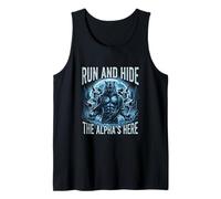 Fierce Run and Hide The Alpha 's Here Werewolf Wolf Fantasy Camiseta sin Mangas