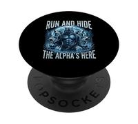 Fierce Run and Hide The Alpha 's Here Werewolf Wolf Fantasy PopSockets PopGrip Adhesivo