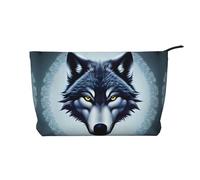 Fierce Wolf Head - Bolsa de cosméticos de pana de gran capacidad, impermeable, a la moda, bolsa de almacenamiento de artículos de tocador, Black, Talla única