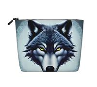 Fierce Wolf Head - Bolsa de maquillaje estilo cáñamo - Bolsa organizadora de cosméticos impermeable para artículos de tocador de viaje y almacenamiento diario