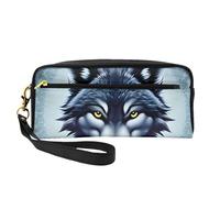 Fierce Wolf Head - Bolsa de maquillaje pequeña con estampado de doble cara, bolsa de almacenamiento multifuncional para mujer