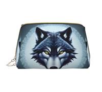 Fierce Wolf Head - Bolsa de maquillaje portátil de piel de PVC, cierre de cremallera, bolsa de viaje, bolsa de almacenamiento de viaje, color blanco, talla única, White, Talla única