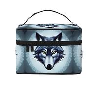 Fierce Wolf Head - Bolsa de maquillaje portátil de viaje (9 x 6.5 x 6.2 pulgadas), bolsa de maquillaje de gran capacidad para mujeres, bolsa de maquillaje grande para niñas, color negro, talla única