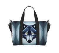 Fierce Wolf Head - Bolsa de viaje con estampado de cabeza de lobo, bolsa de gimnasio de gran capacidad, bolsa de hombro ligera para fin de semana, unisex