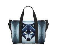 Fierce Wolf Head - Bolsa de viaje grande con estampado de cabeza de lobo, bolsa cruzada para gimnasio, fin de semana y viaje de negocios, ligera
