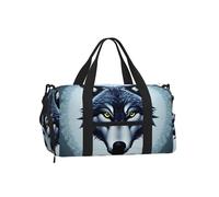 Fierce Wolf Head - Bolsa deportiva con compartimento para zapatos, ligera, para gimnasio, fin de semana para hombres y mujeres, bolsa de viaje impermeable con bolsillo húmedo