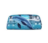 Fierce Wolf Head - Estuche de piel con cremallera para lápices, bolsa de cosméticos adecuada para hombres, mujeres, artistas, uso en casa y oficina, Winter the Dolphin, Talla única, Neceser