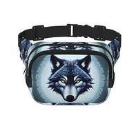 Fierce Wolf Head Fitness - Bolsa de hombro de viaje de moda e informal, riñonera cuadrada de doble capa, color negro, talla única, Negro, One Size
