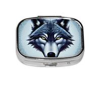 Fierce Wolf Head - Organizador de pastillas para uso diario, cabe en el bolsillo, pastillero portátil de 2 compartimentos para medicamentos, vitaminas y más