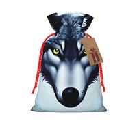 Fierce Wolf Head Print - Bolsas de regalo con cordón, bolsas de día festivo, bolsas de golosinas, bolsas de regalo de Navidad