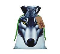 Fierce Wolf Head Print - Bolsas de regalo con cordón, bolsas de día festivo, bolsas de golosinas, bolsas de regalo de Navidad