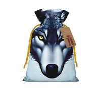 Fierce Wolf Head Print - Bolsas de regalo con cordón, bolsas de día festivo, bolsas de golosinas, bolsas de regalo de Navidad