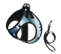 Fierce Wolf Head Print - Juego de arnés y correa suave para mascotas, arnés de malla ajustable para cachorros y gatos pequeños, pequeños y grandes