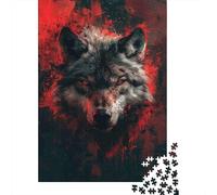 Fierce Wolf Rompecabezas Dark Art 1000 Piezas de Papel Reciclado Adultos Y Mayores De 12 Años para Adultos Divertido y Desafiante Familiar 70x50cm/1000pcs