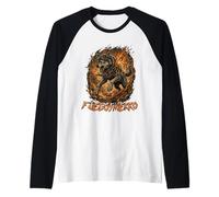 Fierce Wolf Rompiendo Cadenas Fuego Hierro Motivación Arte Gráfico Camiseta Manga Raglan