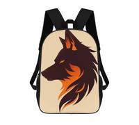 Fierce Wolf Vector Portrait in Fiery Orange Tones Mochila Escolar, Mochila Infantil Para Niños Y Adolescentes, Regalos, Mochilas De Día Con Impresión 3D, Mochila Escolar, Mochila Para Libros 17inch