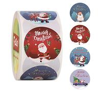 Fiercy Pegatinas de Navidad de 1.5 pulgadas, 4 diseños de Navidad autoadhesivas para decoraciones de regalo y sellos de sobres