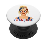 Fière Fille Française Drapeau de la France Copine ou Épouse PopSockets PopGrip Adhesivo