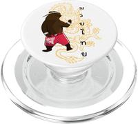 Fiero estilo de lucha de boxeo tailandés para Kickboxing Muay Thai Bear PopSockets PopGrip para MagSafe