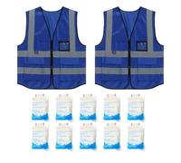 Fierudeng Chaleco De Alta Visibilidad,Chaleco Reflectante De Trabajo 2 Piezas Con 10 Bolsillos | Deportiva De Seguridad Para Correr, Caza, Trabajos, Electricista, Tráfico, Almacén