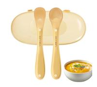 Fierudeng Cuchara Silicona Pequeña - 2 piezas cuchara alimentadora ergonómica de alimenticio con estuche de almacenamiento | Cucharas Mezcladoras,para Alimentación Destete Comer Dentición Guardería