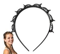 Fierudeng Diadema con clips adjuntos, Diadema de clip - Twist Clip - Herramienta de trenza dentada de tejido de tejido para giros en capas Viajes a casa Touch-ups