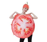Fierudeng Disfraz de Tomate,Disfraz De Tomate Adulto Fruta Verdura Rebanada | Traje Con Gorro Divertido Para Hombres Mujeres Fiestas Parejas,Decoraciones Carnaval Pascua