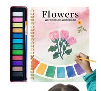 Fierudeng Libro de ejercicios de acuarela para principiantes | Libro de dibujo con 12 colores, set de arte para aprender a dibujar jóvenes en la escuela de arte