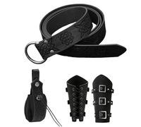 Fierudeng Riñonera medieval vintage de piel para eventos de disfraces, festivales, cosplay, mercado medieval, día temático, Negro , ver descripción, Ver descripción