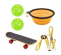 Fierudeng Tortugas Skateboard | Pelota de alimentación para tortugas con cuerda ajustable | Divertido accesorio para mascotas para lagartos, geckos, dragones barbudos, conejos, hámsters |