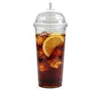 Fierudeng Vaso Con Pajita | Recipiente Térmico Transparente Con Aislamiento De Doble Pared De 590 Mililitros,Vaso Aislante Para Café Con Tapa - para café, té, bebidas, hogar, viaje, oficina y más