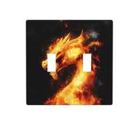Fiery Dragon - Placa de pared para interruptor de pared de doble banda, tamaño estándar, 11,4 x 11,4 cm