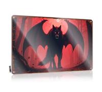 Fiery Night: The Winged Wolf's Shadow - Letrero de metal de estaño divertido | Arte decorativo impermeable para pared (30 x 40 cm)