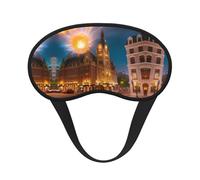 Fiery Red Street - Antifaz para dormir cómoda de satén con borde negro para bloquear la luz y dormir reparador