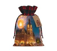 Fiery Red Street - Bolsa de regalo con cordón de dos colores, ideal para Navidad, cumpleaños