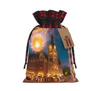 Fiery Red Street - Bolsa de regalo de Papá Noel con cordón, ideal para envolver regalos y celebraciones festivas