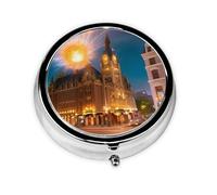 Fiery Red Street - Caja de medicina pequeña de tres compartimentos, portátil, puede almacenar vitaminas, aceite de pescado y productos de salud.