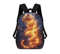 Fiery Tiger Standing Amidst Smoky Landscape Mochilas Impresas En 3D Para Niños 17inch Mochilas De Moda Informales Para El Día A Día, Bolsas De Viaje, Mochilas Informales Para Exteriores Para Niños Y N