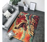 Fiery Wild Dog - Alfombra de área para decoración de sala de estar, antideslizante, lavable, 80 x 58 pulgadas, alfombra de interior para decoración de dormitorio y sala de estar