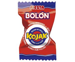 FIESTA Bolón Kojak Caramelo Duro Sabor Cereza Relleno de Chicle - Caja de 150 unidades