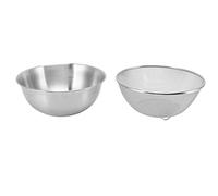 Fiesta de acero inoxidable Colador de arroz Filón de arroz Tazón de cocina multipropósito para drenar frutas de arroz Vegetales 304 Material de grado alimenticio de 24 cm de (Cazón+pantalla de malla)