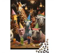 Fiesta de Animales Encuentro Puzzle de 1000 Piezas Papel para Adultos Escena de Fiesta Juego de Puzzle 1000 Piezas Relajante Decoración Hogar Regalo 70x50cm/1000pcs