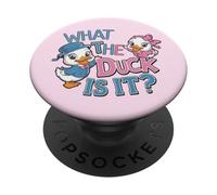 Fiesta de Baby Shower de revelación de género What The Duck Is It PopSockets PopGrip Adhesivo