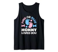 Fiesta de Baby Shower Rosa o Azul con Texto en inglés Mommy Loves You Camiseta sin Mangas