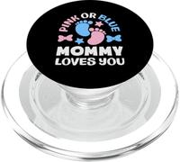 Fiesta de Baby Shower Rosa o Azul con Texto en inglés Mommy Loves You PopSockets PopGrip para MagSafe