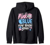 Fiesta de Baby Shower Rosa o Azul con Texto en inglés «We Love You» Sudadera con Capucha