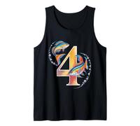 Fiesta de cumpleaños de It's My 4th Birthday Ocean 4 Years Sea Fish Camiseta sin Mangas