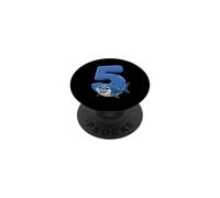 Fiesta de cumpleaños de Shark Number 5 Ocean Kids, 5th Beach Fish Five PopSockets PopGrip Adhesivo