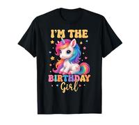 Fiesta de cumpleaños de Unicornios con el Nombre de Unicorn Rainbow I'm The Birthday Girl Camiseta